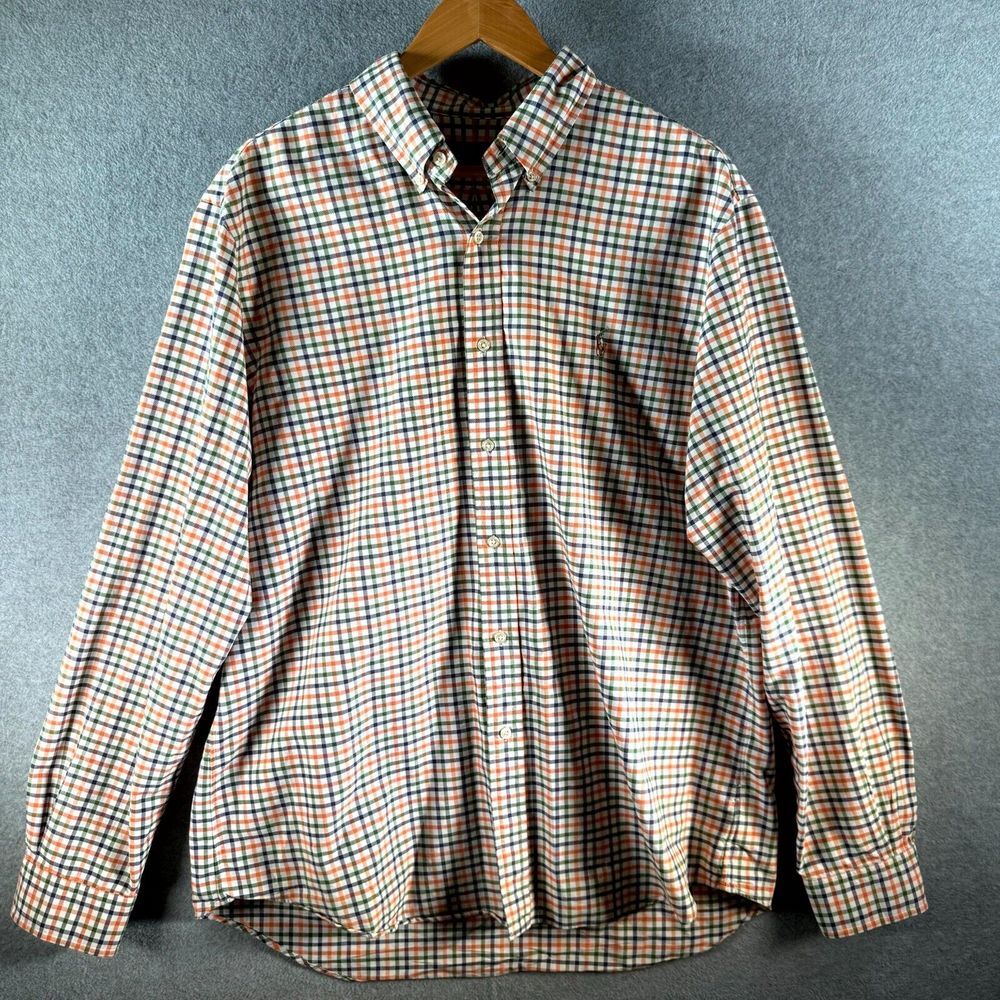 Ralph Lauren Shirt Men's XL Multicolor Checkered‎ Cotton Long Sleeve Button Down